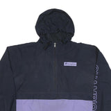 CHAMPION Mens Navy & Purple Half Zip Nylon Jacket 2XL Hooded Sportswear Casual