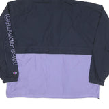 CHAMPION Mens Navy & Purple Half Zip Nylon Jacket 2XL Hooded Sportswear Casual