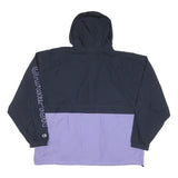CHAMPION Mens Navy & Purple Half Zip Nylon Jacket 2XL Hooded Sportswear Casual