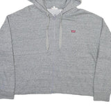 LEVI'S Womens Grey Zip Up Hoodie L Cropped Casual Cotton Blend Sweatshirt