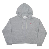 LEVI'S Womens Grey Zip Up Hoodie L Cropped Casual Cotton Blend Sweatshirt