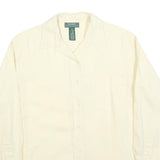 LAUREN RALPH LAUREN Womens Cream Linen Shirt M Classic Long Sleeve Button Shirt