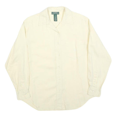 LAUREN RALPH LAUREN Womens Cream Linen Shirt M Classic Long Sleeve Button Shirt
