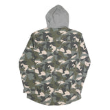 DIVIDED Womens Green & Grey Camouflage Hooded Button Cotton Blend Jacket M