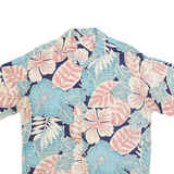 MODA CAMPIA Mens Blue & Pink Floral Rayon Shirt M Summer Casual Tropical Print