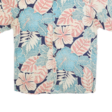 MODA CAMPIA Mens Blue & Pink Floral Rayon Shirt M Summer Casual Tropical Print