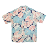 MODA CAMPIA Mens Blue & Pink Floral Rayon Shirt M Summer Casual Tropical Print