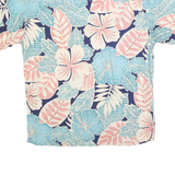 MODA CAMPIA Mens Blue & Pink Floral Rayon Shirt M Summer Casual Tropical Print