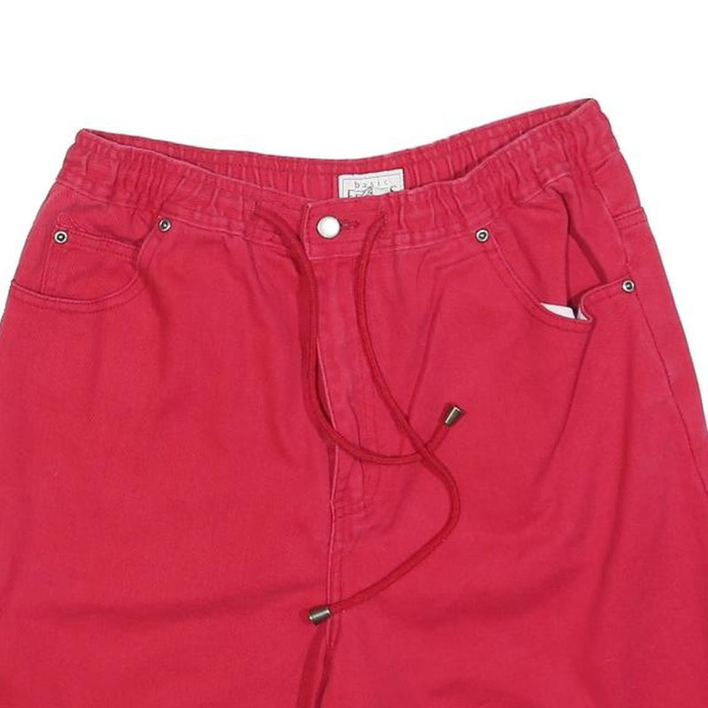 BASIC EDITIONS Womens Shorts Red Cotton Blend Casual S W28 Drawstring Pocket