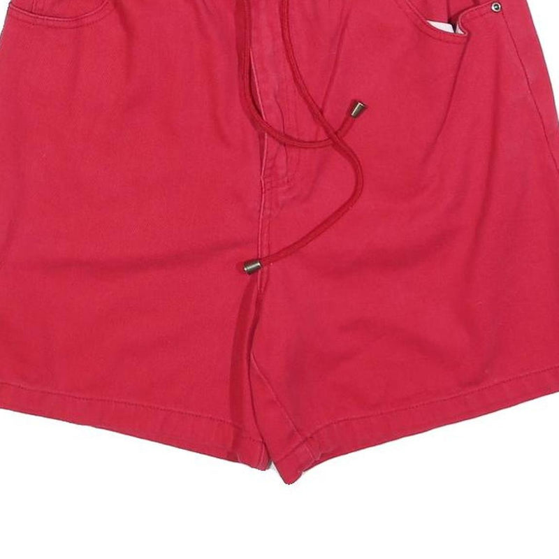 BASIC EDITIONS Womens Shorts Red Cotton Blend Casual S W28 Drawstring Pocket