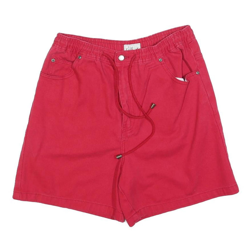 BASIC EDITIONS Womens Shorts Red Cotton Blend Casual S W28 Drawstring Pocket