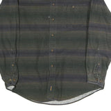 WOOLRICH Mens Green & Blue Striped Cotton Blend Shirt XL Casual Outdoor Wear