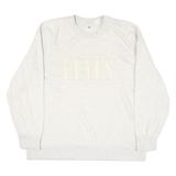 LEVI'S Womens Cream Jumper Pullover Plain Crew Neck Basic Knit XL Lightweight