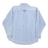 POINT ZERO Mens Blue Denim Shirt L Button Down Relaxed Fit Casual Cotton Blend