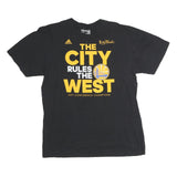 ADIDAS Mens Black The City Rules The West Graphic T-Shirt L Short Sleeve Crew
