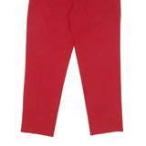 TOMMY HILFIGER Womens Cotton Blend Red Regular Straight Trousers W32 L27 Zip
