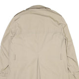 Womens Beige Cotton Blend Classic Jacket L Button Front Plain Stylish