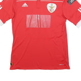 ADIDAS Mens Red Football Shirt M Short Sleeve Collared Feher 29 Print