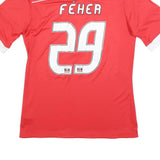 ADIDAS Mens Red Football Shirt M Short Sleeve Collared Feher 29 Print