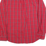 CHAPS Mens Red Check Shirt L Classic Cotton Blend Long Sleeve Button Collar