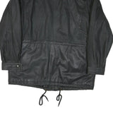 QUDRO Mens Black Leather Zip Jacket L Classic Casual Outerwear