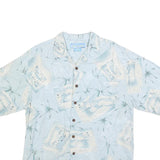BERMUDA BAY Mens Blue Silk Hawaiian Shirt M Lightweight Tropical Print