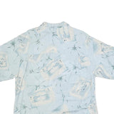 BERMUDA BAY Mens Blue Silk Hawaiian Shirt M Lightweight Tropical Print
