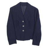 FELDPAUSCH Womens Navy Blue Tailored Jacket S Button Closure Plain Classic