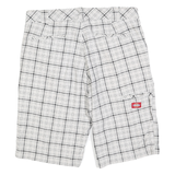 DICKIES Mens White & Black Casual Checked Shorts M W34 Cotton Blend