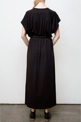 Belted Long Dress - Organic Cotton - Black