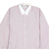 RENATO CAVALLI Mens Pink & White Relaxed Fit Plain Cotton Blend Shirt M Button