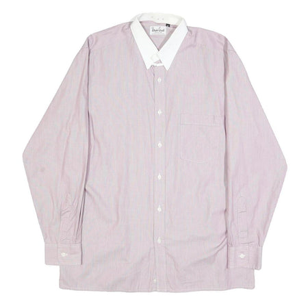 RENATO CAVALLI Mens Pink & White Relaxed Fit Plain Cotton Blend Shirt M Button