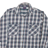 DAKOTA Mens Blue White Brown Check Shirt L Cotton Blend Casual Classic