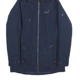 JACK WOLFSKIN Womens Blue Outdoor Jacket S Polyester Hooded Zip Plain Casual