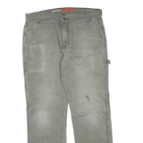 DICKIES Mens Regular Fit Grey Denim Jeans W36 L32 Workwear Cotton Blend Zip