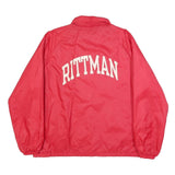 CHAMPION Mens Red Button Synthetic Jacket L Plain Lightweight Retro Track Team