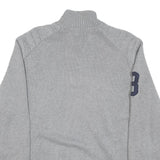 TOMMY HILFIGER Mens Grey Cotton Blend Patterned Half Zip Crew Neck Chunky Knit
