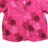 LA CABANA Womens Pink Palm Tree Print Shirt 2XL Tropical Cotton Blend Casual