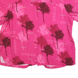 LA CABANA Womens Pink Palm Tree Print Shirt 2XL Tropical Cotton Blend Casual