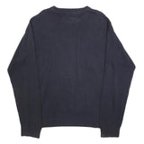 TOMMY HILFIGER Mens Blue Plain Jumper Crew Neck Basic Knit L Cotton Casual