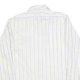 HARWYN Mens White & Light Blue Striped Cotton Blend Shirt M Casual Classic