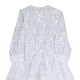 EMPORIO ARMANI Womens White Light Blue Cotton Blend Day Dress Long Sleeve M