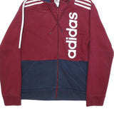 ADIDAS Mens Maroon & Navy Full Zip Hoodie S Cotton Blend Sportswear