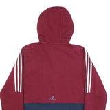 ADIDAS Mens Maroon & Navy Full Zip Hoodie S Cotton Blend Sportswear