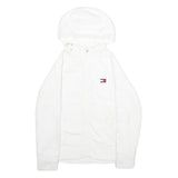 TOMMY HILFIGER Womens White Hoodie Jacket S Polyester Zippered Plain Casual