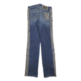 AMNESIA Womens Jeans Blue Regular Bootcut Denim Medium W28 L33 With Lace Trim