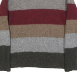 TOMMY HILFIGER Mens Blue & Grey & Maroon Striped Wool Blend Patterned Crew Neck