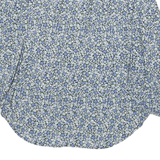TOMMY HILFIGER Womens Blue & White Floral Blouse Long Sleeve Round Neck L Cotton
