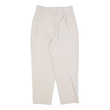 H&M Womens Cotton Blend Beige Relaxed Trousers W28 L26 Classic Zip Casual