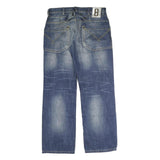 BMM Mens Jeans Blue Regular Straight Denim Medium W33 L32 Button Cotton